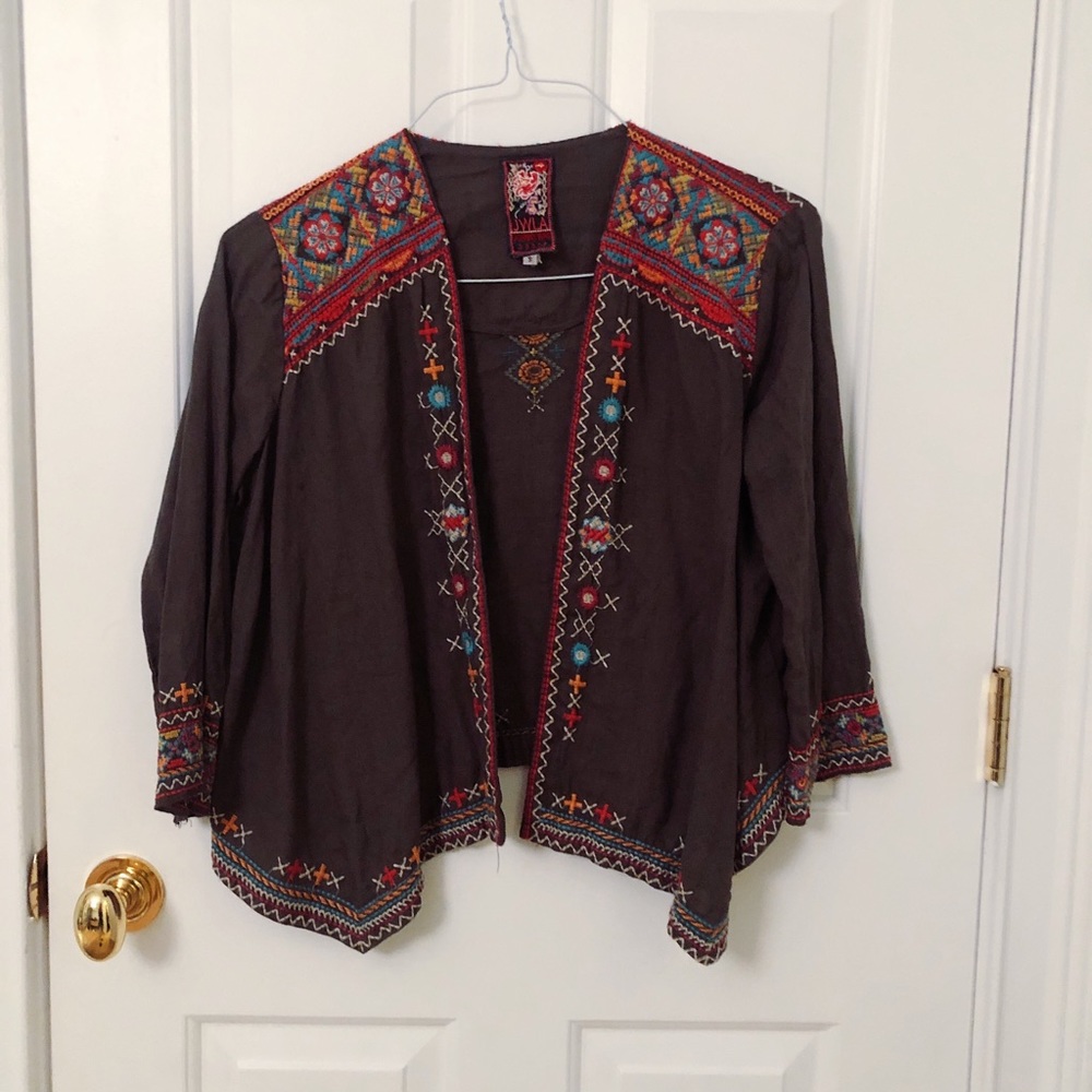 Johnny Was Embroidered Linen Jacket